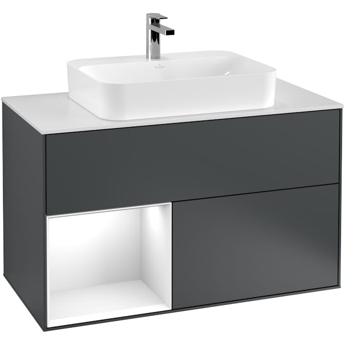 Tvättställsskåp Villeroy & Boch Finion med 2 Lådor Hylla och Bänkskiva för Ytmonterat Tvättställ