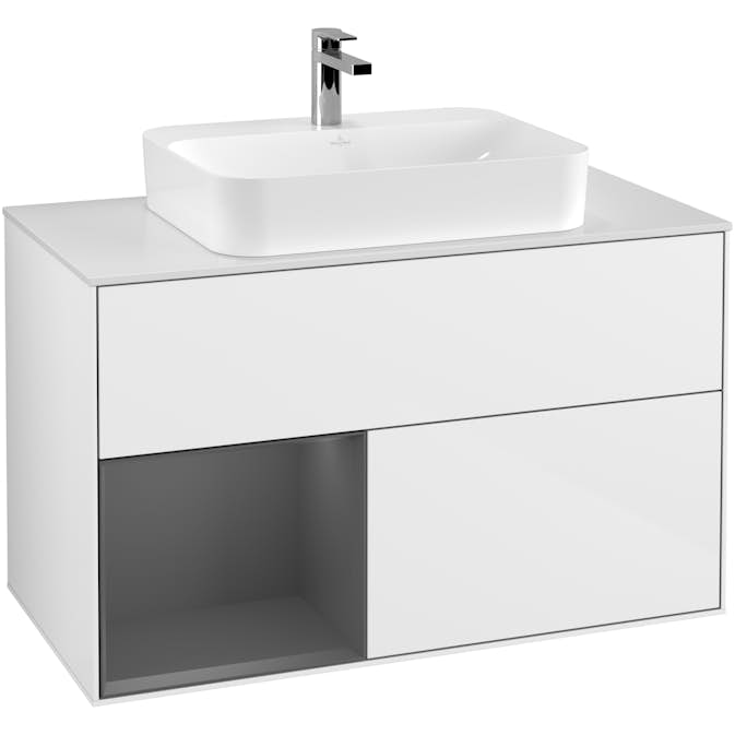 Tvättställsskåp Villeroy & Boch Finion med 2 Lådor Hylla och Bänkskiva för Ytmonterat Tvättställ