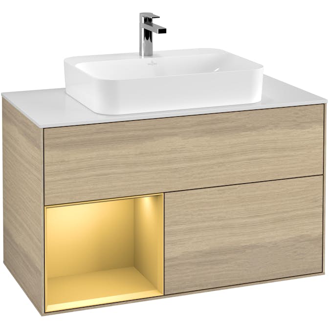 Tvättställsskåp Villeroy & Boch Finion med 2 Lådor Hylla och Bänkskiva för Ytmonterat Tvättställ