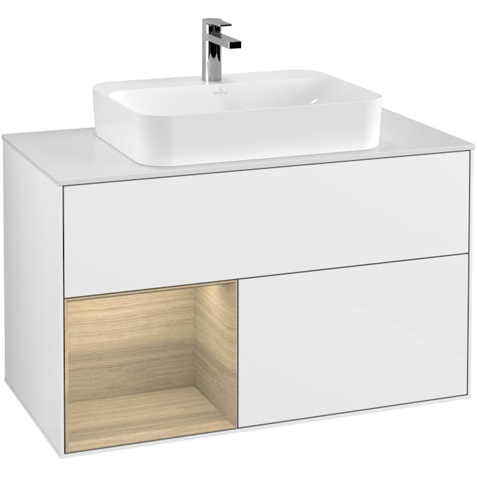 Tvättställsskåp Villeroy & Boch Finion med 2 Lådor Hylla och Bänkskiva för Ytmonterat Tvättställ