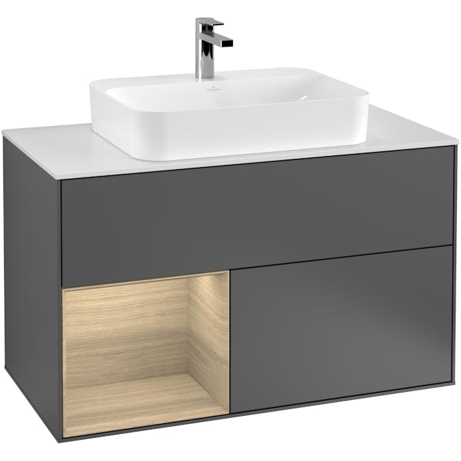 Tvättställsskåp Villeroy & Boch Finion med 2 Lådor Hylla och Bänkskiva för Ytmonterat Tvättställ