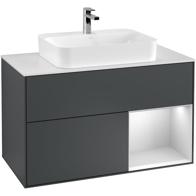 Tvättställsskåp Villeroy & Boch Finion med 2 Lådor Hylla och Bänkskiva för Ytmonterat Tvättställ