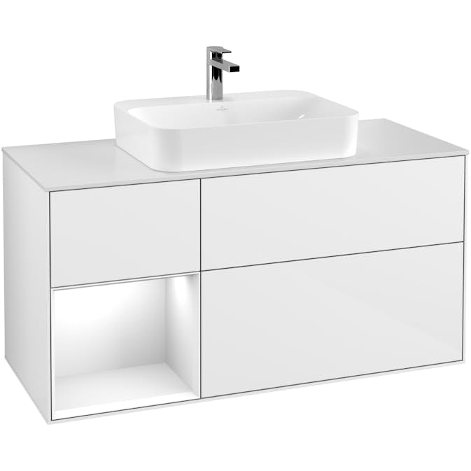 Tvättställsskåp Villeroy & Boch Finion med 3 Lådor Hylla och Bänkskiva för Ytmonterat Tvättställ