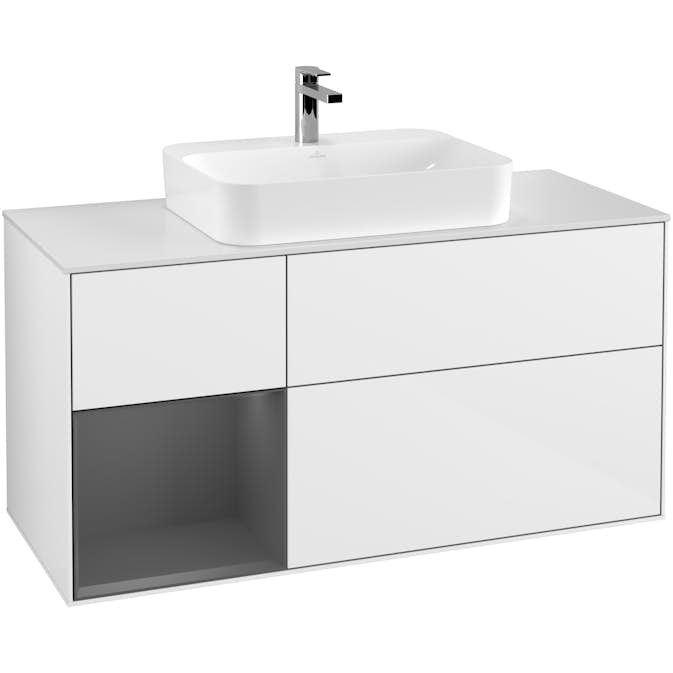 Tvättställsskåp Villeroy & Boch Finion med 3 Lådor Hylla och Bänkskiva för Ytmonterat Tvättställ