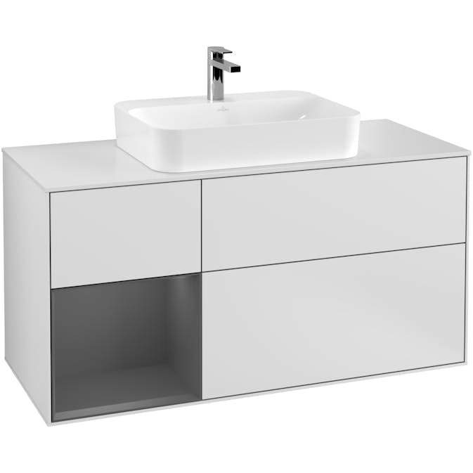 Tvättställsskåp Villeroy & Boch Finion med 3 Lådor Hylla och Bänkskiva för Ytmonterat Tvättställ