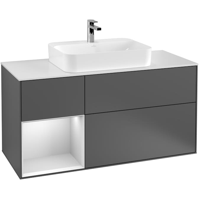 Tvättställsskåp Villeroy & Boch Finion med 3 Lådor Hylla och Bänkskiva för Ytmonterat Tvättställ