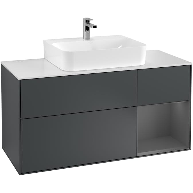 Tvättställsskåp Villeroy & Boch Finion med 3 Lådor Hylla och Bänkskiva för Centrerat Tvättställ