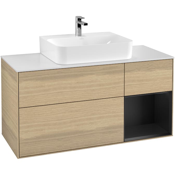 Tvättställsskåp Villeroy & Boch Finion med 3 Lådor Hylla och Bänkskiva för Centrerat Tvättställ