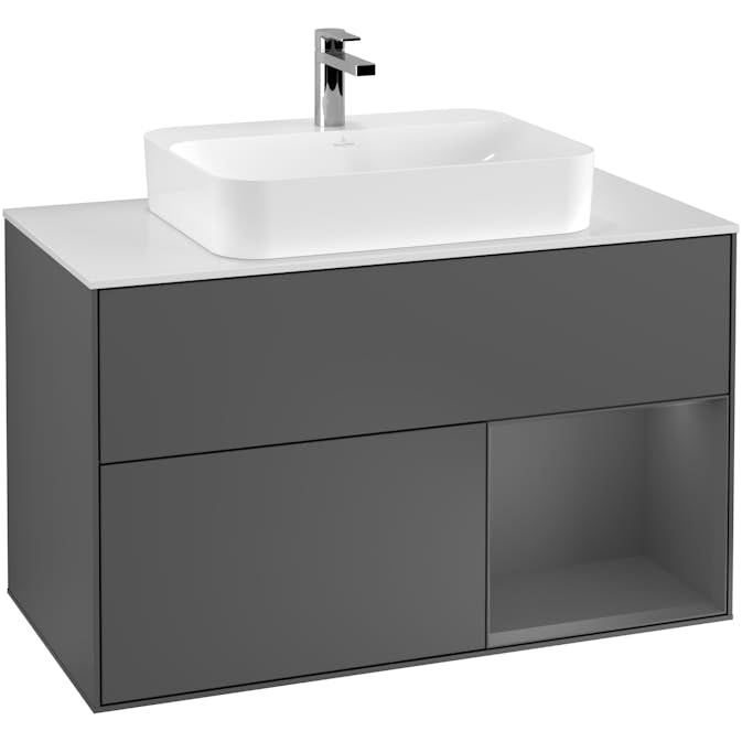 Tvättställsskåp Villeroy & Boch Finion med 2 Lådor Hylla och Bänkskiva för Ytmonterat Tvättställ