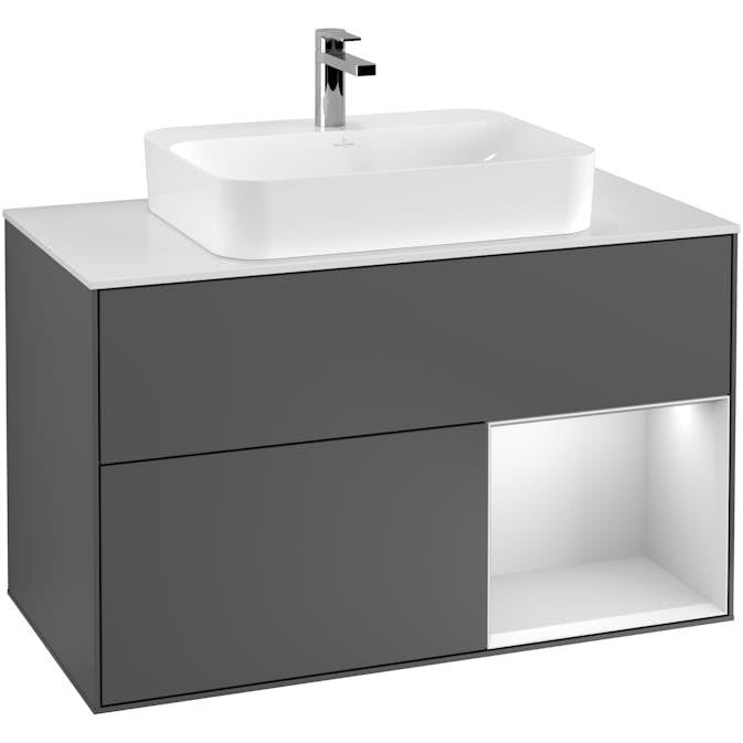 Tvättställsskåp Villeroy & Boch Finion med 2 Lådor Hylla och Bänkskiva för Ytmonterat Tvättställ