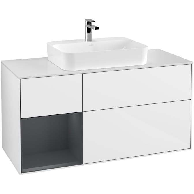 Tvättställsskåp Villeroy & Boch Finion med 3 Lådor Hylla och Bänkskiva för Ytmonterat Tvättställ