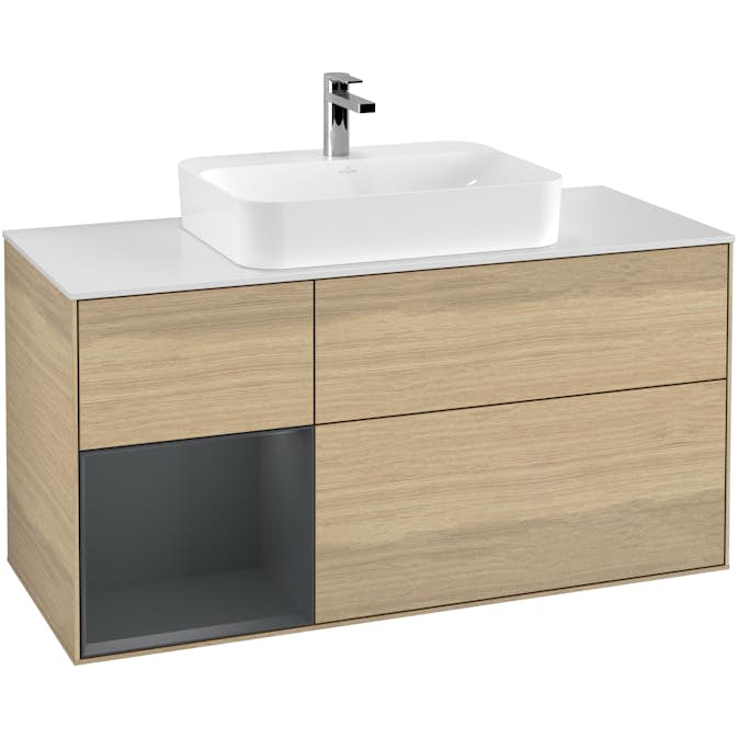 Tvättställsskåp Villeroy & Boch Finion med 3 Lådor Hylla och Bänkskiva för Ytmonterat Tvättställ