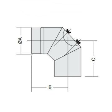 Rörböj Kaminexperten Sexkantig 90 Böj 120