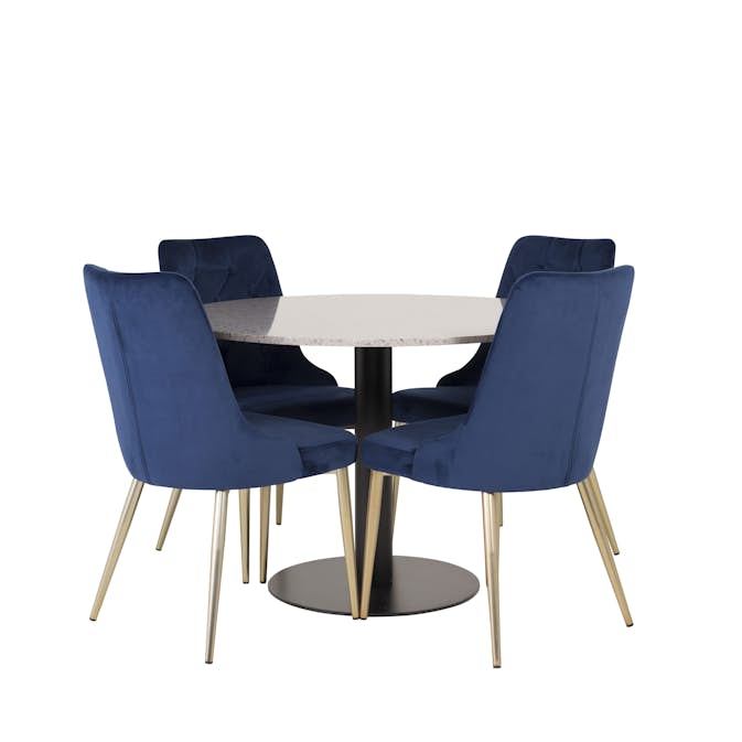 Matgrupp Venture Home Roxanna Grå Bord med 4 Vera Stolar Sammet