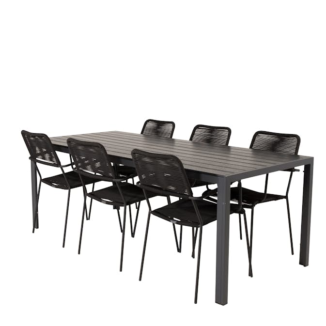 Matgrupp Utomhus Venture Home Bront 205/90 med 6 Leon KarmTrädgårdsstolar
