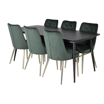 Matgrupp Venture Home Gold med 6 Velvet Deluxe Stolar