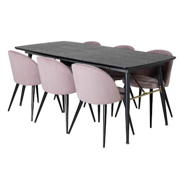 Matgrupp Venture Home Gold med 6 Velvet Stolar