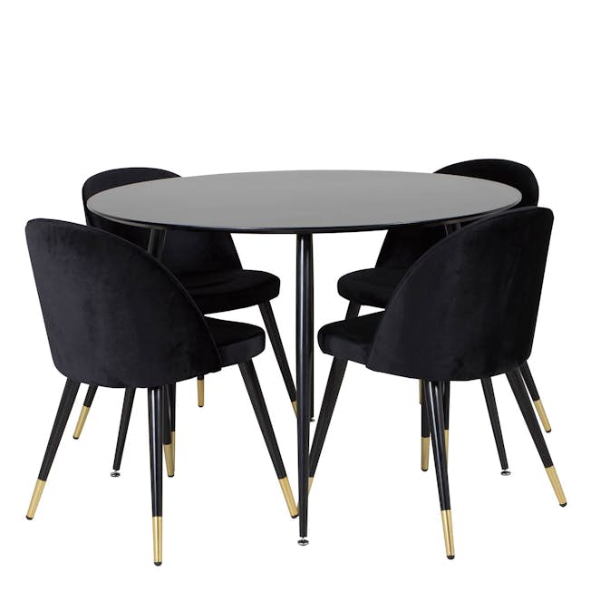 Matgrupp Venture Home Silvia med 4 Valentina Stolar Sammet Runt