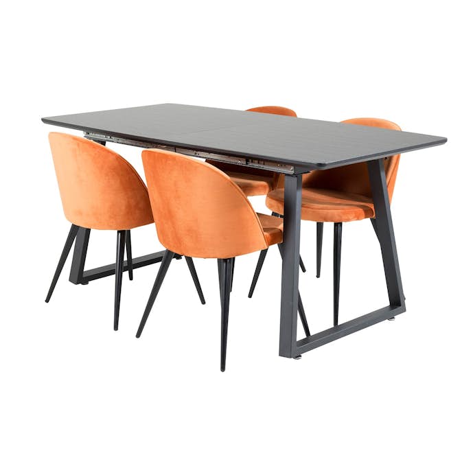 Matgrupp Venture Home Ina med 4 Valentina Stolar Sammet