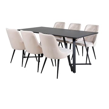 Matgrupp Venture Home Madde med 6 Vera Stolar Sammet