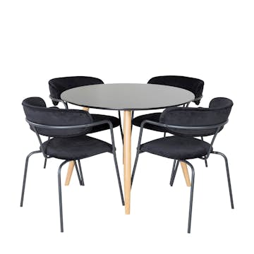 Matgrupp Venture Home Plake med 4 Aris Karmstolar Runt