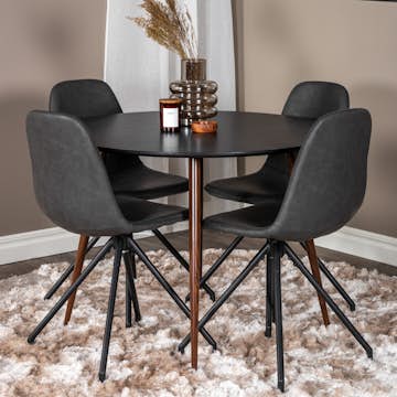 Matgrupp Venture Home Plake med 4 Pobbie Stolar Design med Snurrfunktion Konstläder