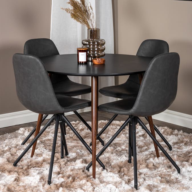 Matgrupp Venture Home Plake med 4 Pobbie Stolar Design med Snurrfunktion Konstläder