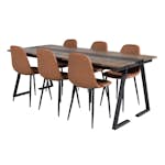 Matgrupp Venture Home Jane med 6 Pobbie Stolar Konstläder