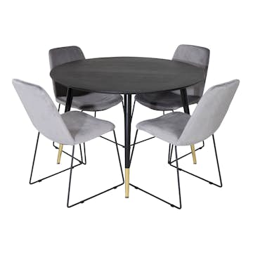 Matgrupp Venture Home Dipp Ø115 cm med 4 Muce Stolar