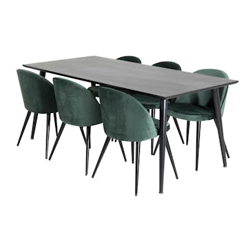 Matgrupp Venture Home Dipp med 6 Velvet Stolar