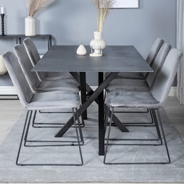 Matgrupp Venture Home Piata med 6 Muscot Stolar Sammet