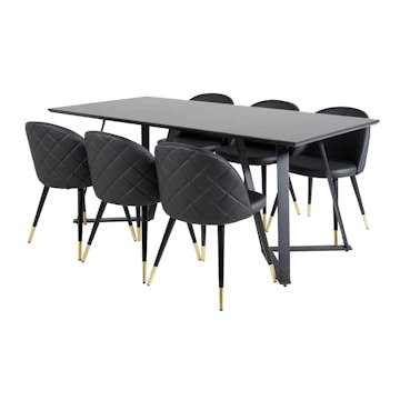 Matgrupp Venture Home Madde med 6 Valentina Stolar Konstläder