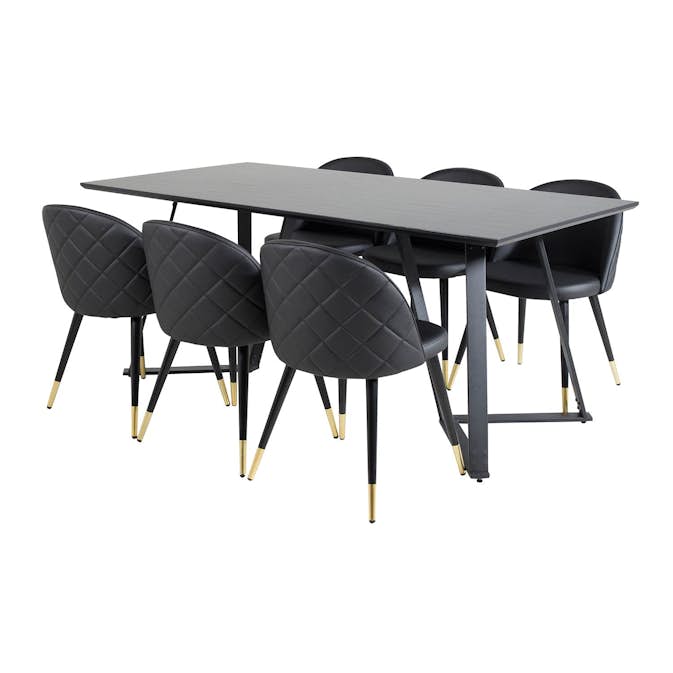 Matgrupp Venture Home Madde med 6 Valentina Stolar Konstläder