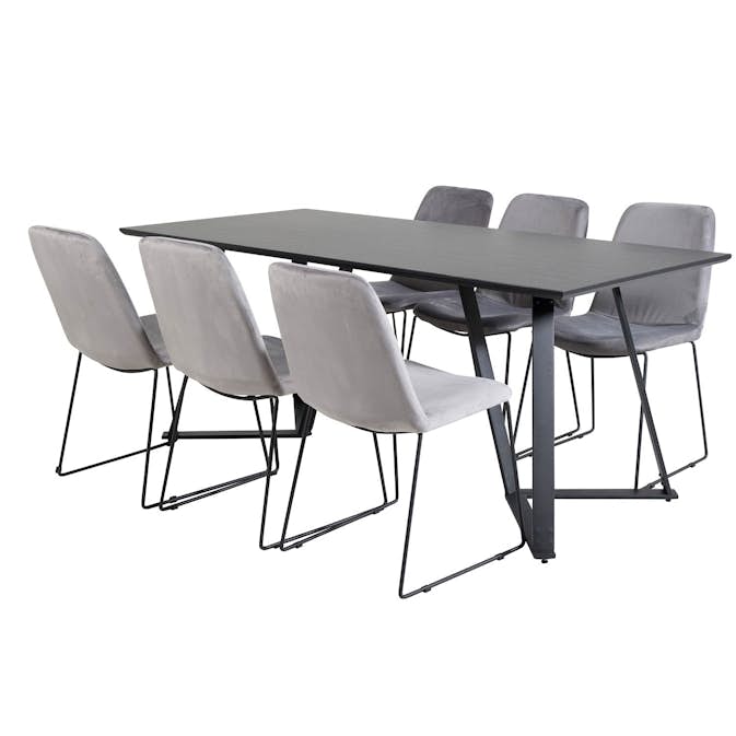 Matgrupp Venture Home Madde med 6 Muscot Stolar Sammet