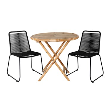 Cafégrupp Venture Home Cane med 2 Lindos Trädgårdsstolar Utomhus