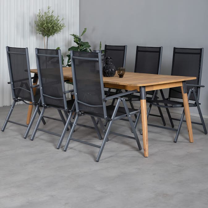 Matgrupp Utomhus Venture Home Julle med 6 Bend Trädgårdsstolar