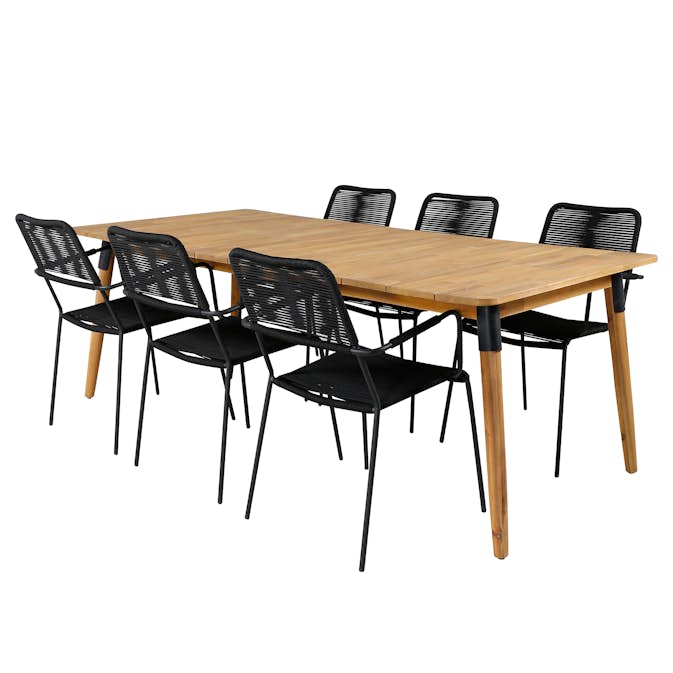 Matgrupp Venture Home Julle med 6 Minos Matstolar med Armstöd