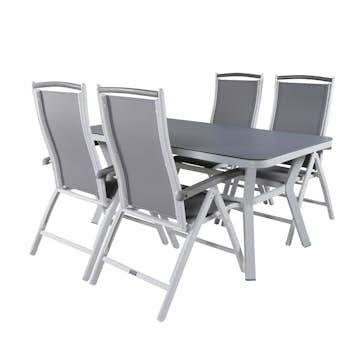 Matgrupp Utomhus Venture Home Vyn med 4 Arz Trädgårdsstolar Vit/Grå