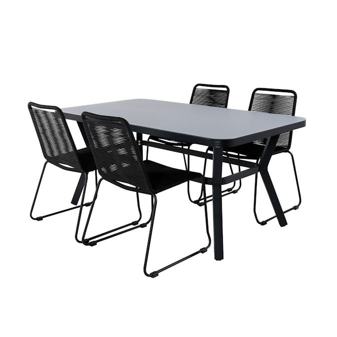 Matgrupp Utomhus Venture Home Vyn med 4 Lumi Stapelbara Trädgårdsstolar