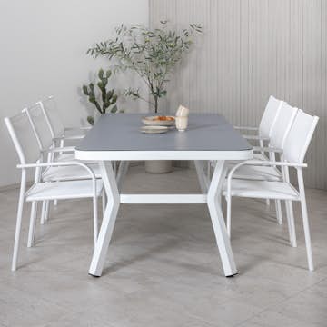 Matgrupp Venture Home Virya 160x90 med 6 Santorini Stapelstolar