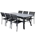 Matgrupp Utomhus Venture Home Vyn med 6 Samba Stapelbara Trädgårdsstolar