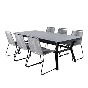 Matgrupp Utomhus Venture Home Vyn Aluminium med 6 Lumi Trädgårdsstolar