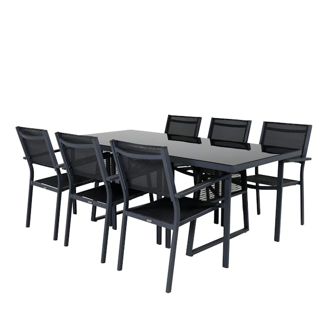 Matgrupp Venture Design Douglas med 6 Copacabana Stapelbara Matstolar