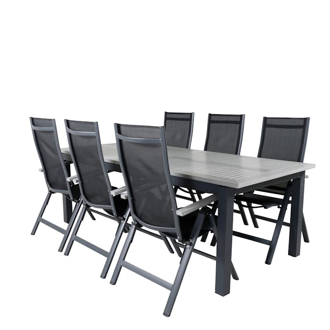 Matgrupp Utomhus Venture Home Aleyna 224 Svart med 6 Aleyna PositionsTrädgårdsstolar