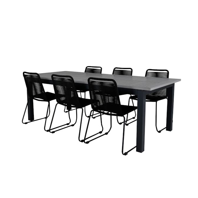 Matgrupp Utomhus Venture Home Aleyna 224 med 6 Leon Stapelbara Trädgårdsstolar