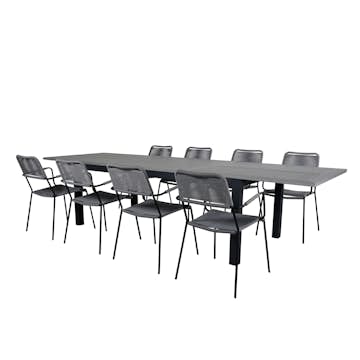 Matgrupp Utomhus Venture Home Aleyna 224 med 8 Leon Trädgårdsstolar