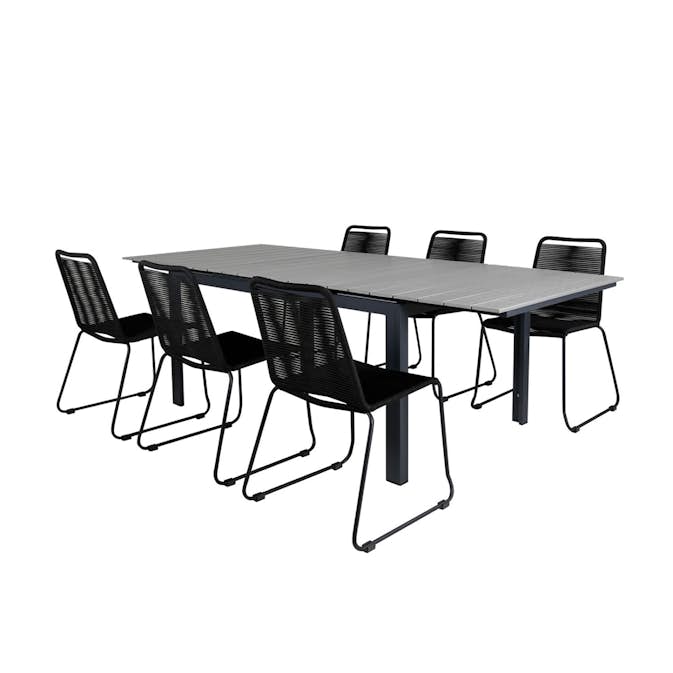 Matgrupp Venture Home Lova 160 med 6 Leon Stapelbara Matstolar