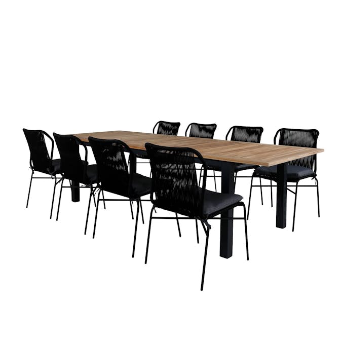 Matgrupp Venture Home Perla med 8 Jefferson Stapelbara Matstolar