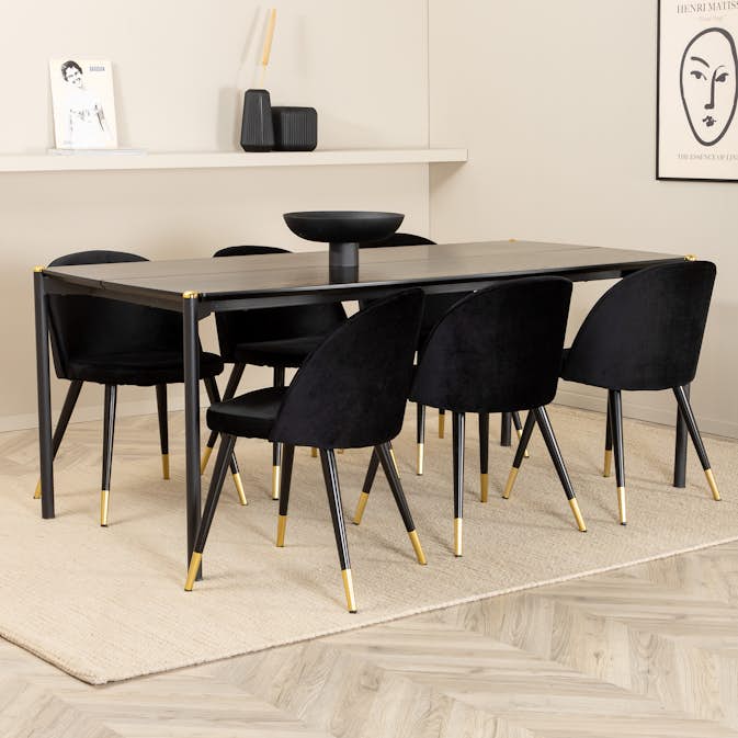 Matgrupp Venture Home Paris med 6 Valentina Stolar Sammet