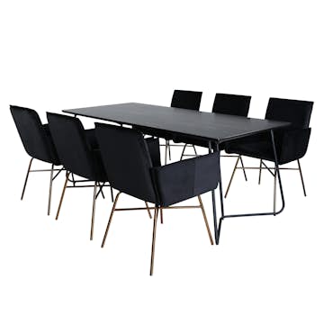 Matgrupp Venture Home Annika Svart med 6 Annika Stolar